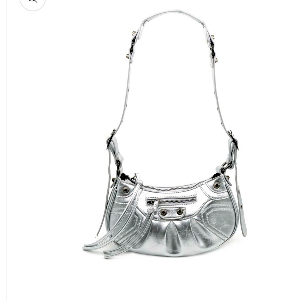 Silver Designer Vegan Shoulder Bag